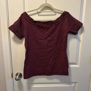 J. Crew Striped boatneck top size large red & navy